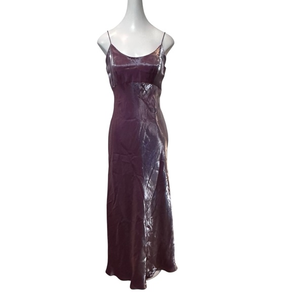 Vintage Hampton Nites Dress Size 10 Iridescent Prom Slip Maxi Purple Y2K 90s USA - Picture 1 of 10